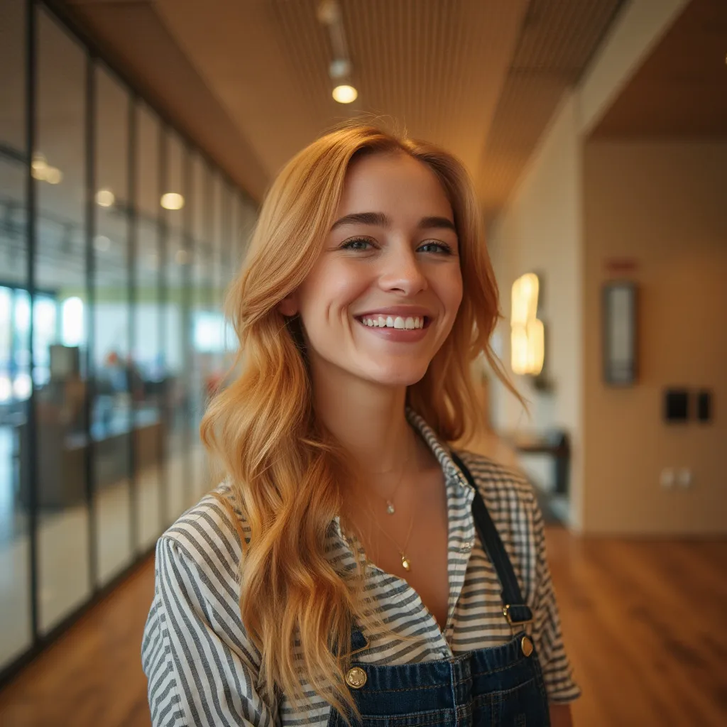 Cliente feliz después de un cambio de look profesional