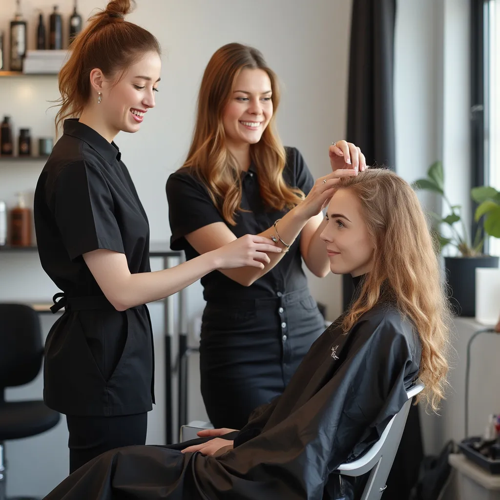 Equipo trabajo salón belleza sonriente